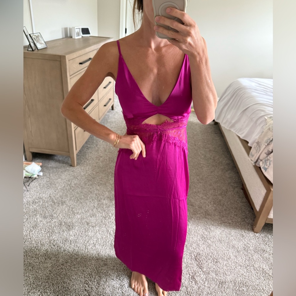 Fuchsia Cutout Midi Dress